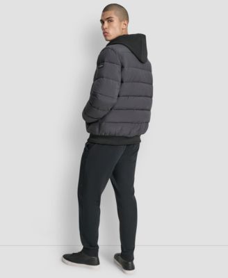 Men's Hooded Quilted Puffer Bomber Jacket