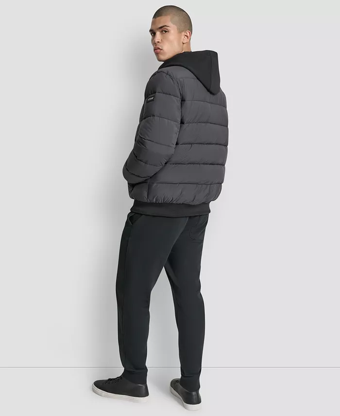 Men's Hooded Quilted Puffer Bomber Jacket - thumbnail 4