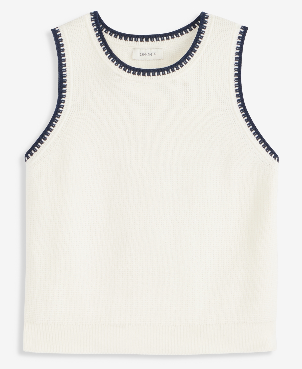 On 34th Women's Tipped Crewneck Sleeveless Sweater, Macy's Exclusive