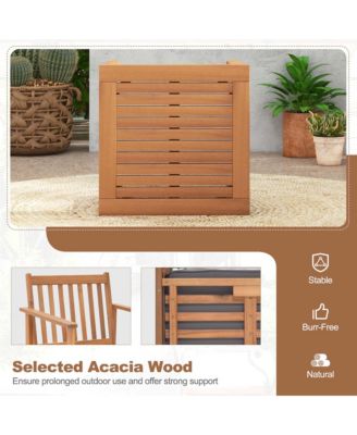  3 PCS  Acacia Wood  Soft Cushions  Patio Furniture Set (Chairs & Coffee Table)