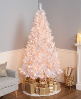 National Tree 7' Winchester White Pine Hinged Tree with Silver Glitter and 450 Clear Lights