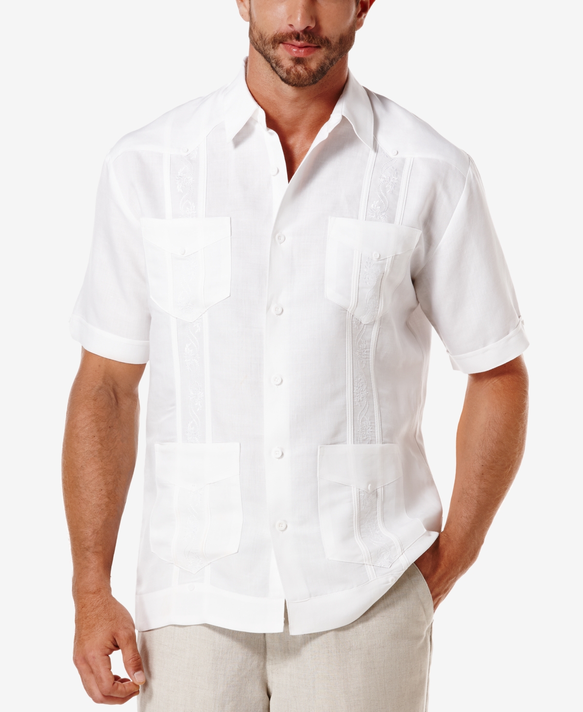 Cubavera Short-Sleeve Embroidered Guayabera Shirt