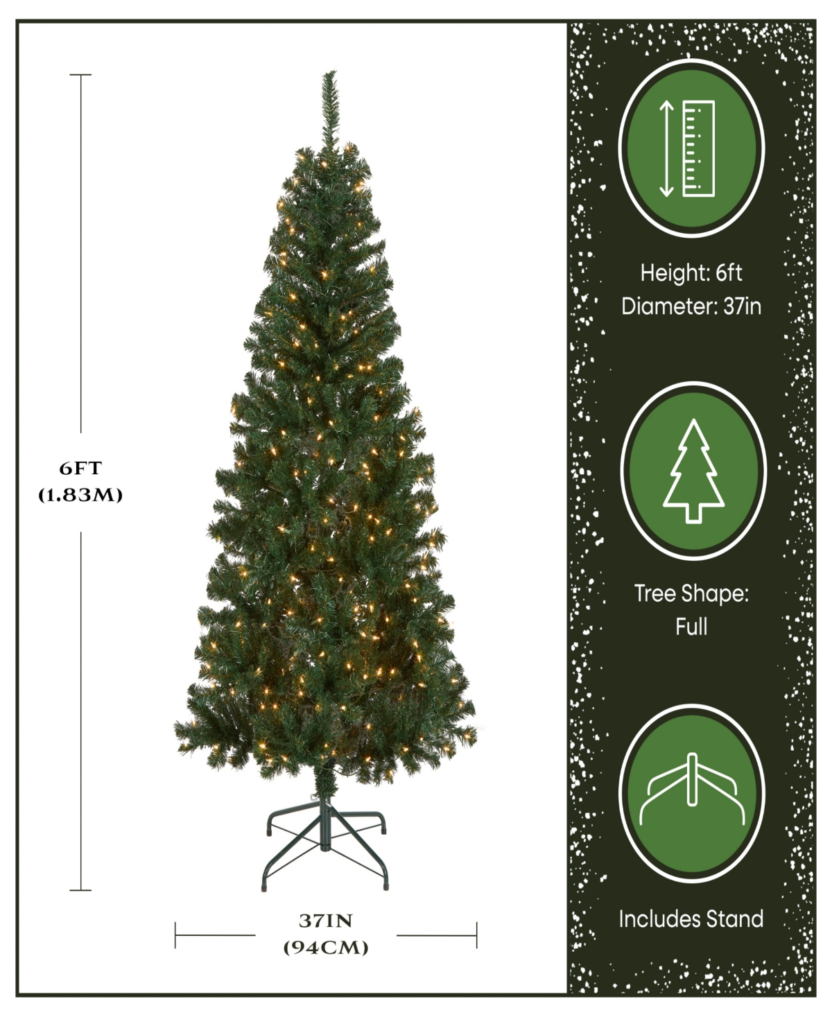 National Tree Company Acacia Pre-lit Christmas Tree with 300 Clear Incandescent or Multicolor Lights, 6'