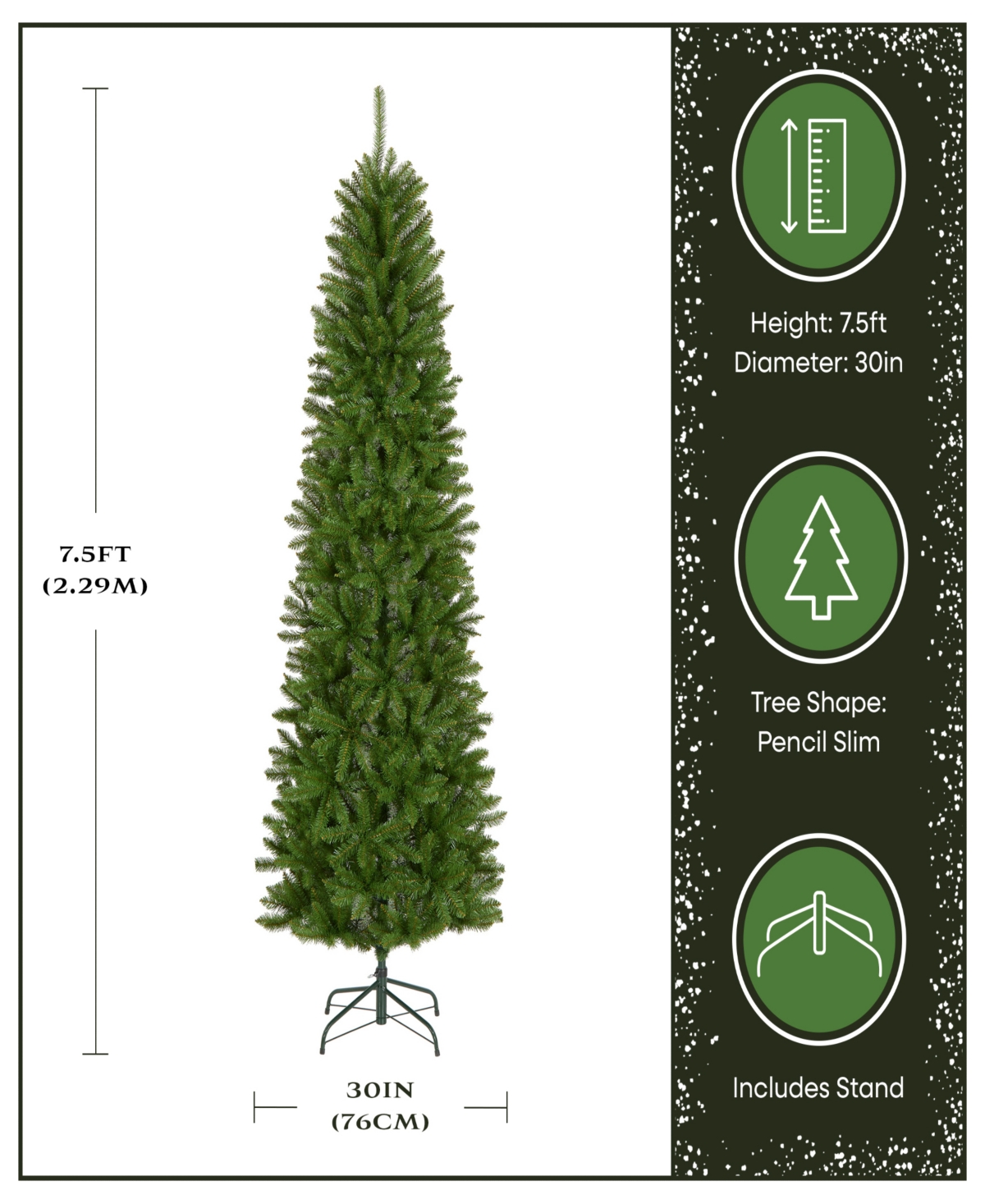 National Tree 7.5' Kingswood Fir Hinged Pencil Tree