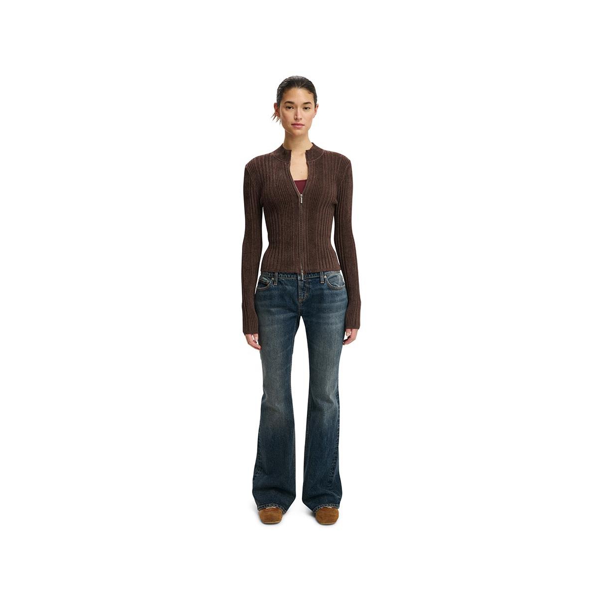Cotton On Women's Variegated Rib Zip Through