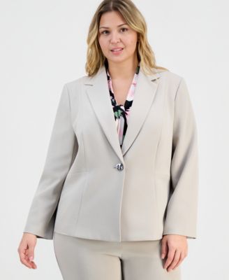 Plus Size Stretch-Crepe Single-Button Jacket 