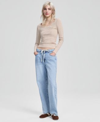 Women's Tie-Front Wide-Leg Jeans, Macy's Exclusive