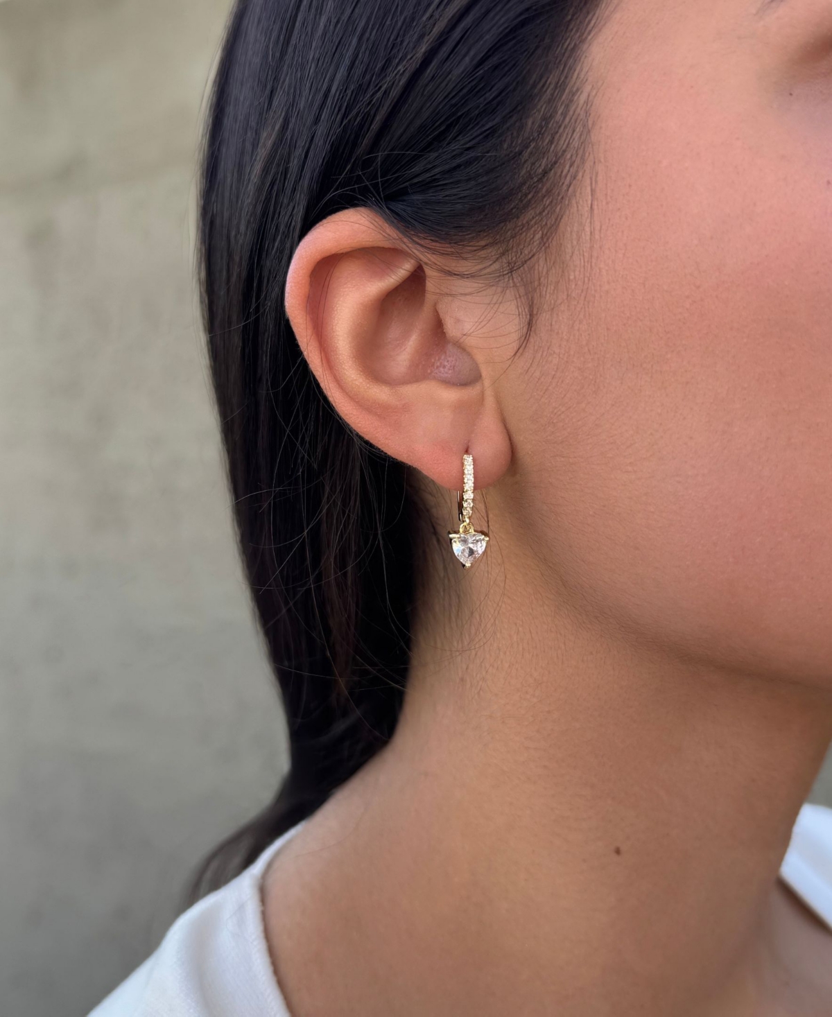 Adornia Gold Cz Heart-Shaped Huggie Hoop Earrings