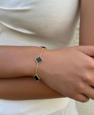 Gold Black Clover Station Bracelet