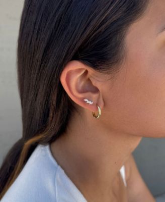 Gold Huggie and Stud Earrings Set