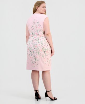 Plus Size Floral Sleeveless Sheath Dress