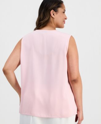 Plus Size V-Neck Cascade-Ruffle-Front Blouse 