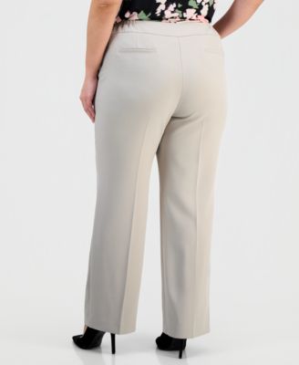 Plus Size High-Rise Stretch-Crepe Straight-Leg Pants 