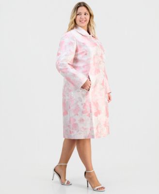 Plus Size Jacquard Button-Front Topper Jacket 