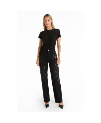 Women's Amaya Floral Sequin T-Shirt - Black