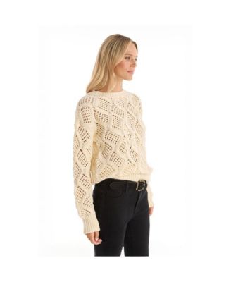 Womens Sonja Wave Sequin Sweater - Pearl