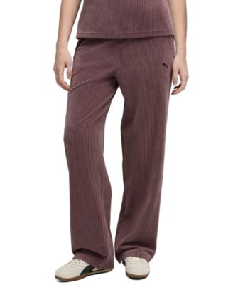 Women's Elevated Velour Ribbed Straight Leg Pants