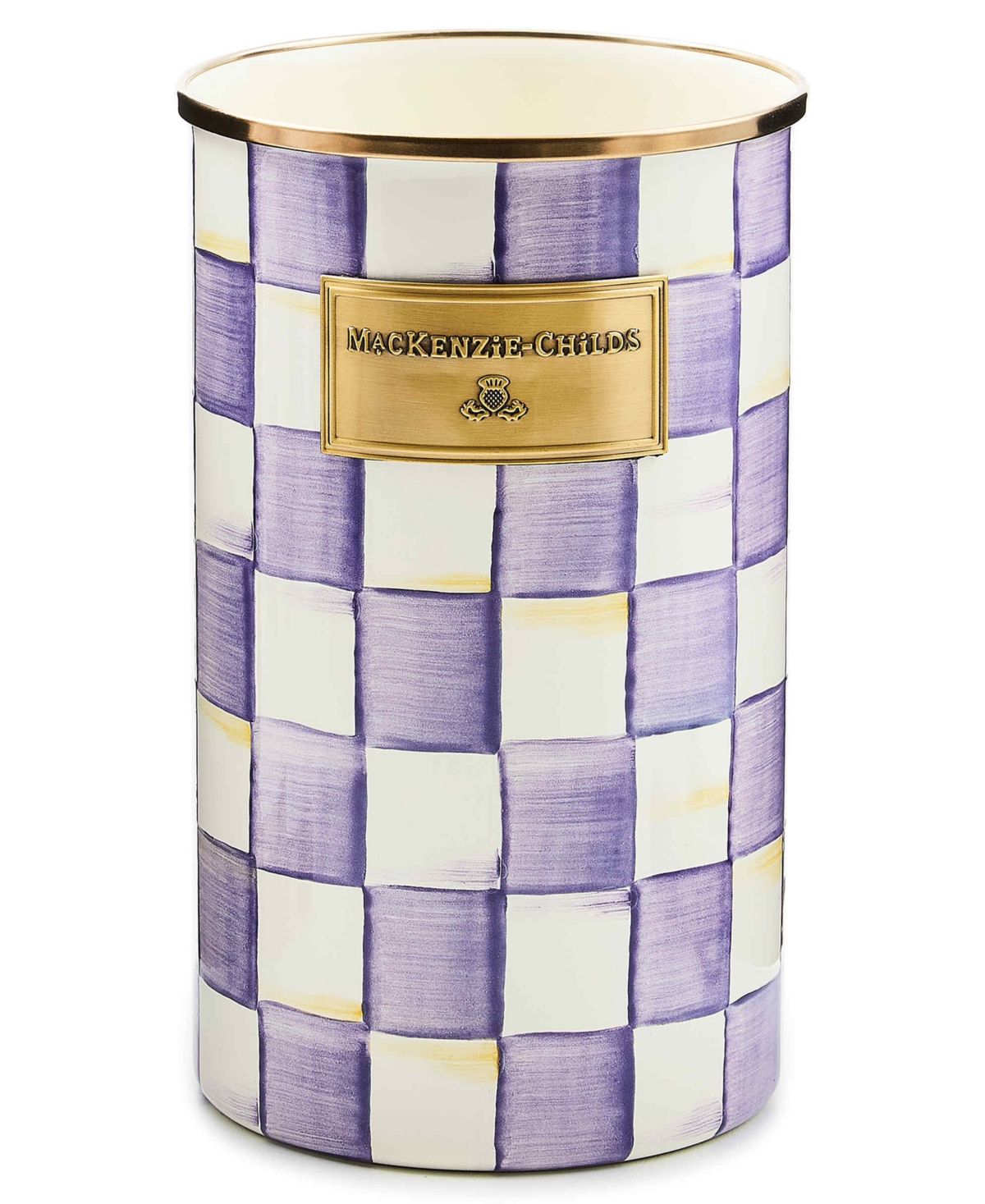 MacKenzie-Childs Violet Check Handmade Utensil Holder