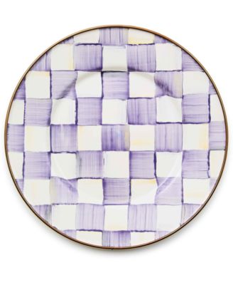 Violet Check Handmade Salad and Dessert Plate