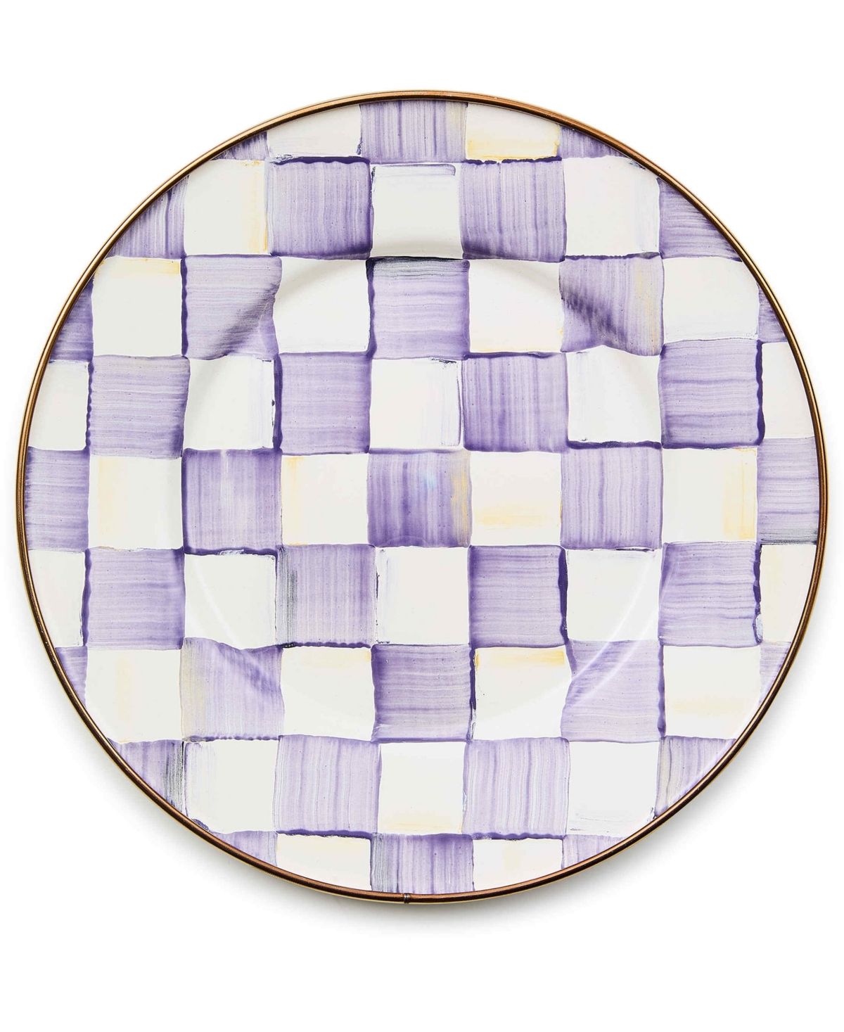 MacKenzie-Childs Violet Check Handmade Salad and Dessert Plate