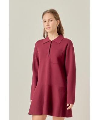 Women's Collared Knit Mini Dress