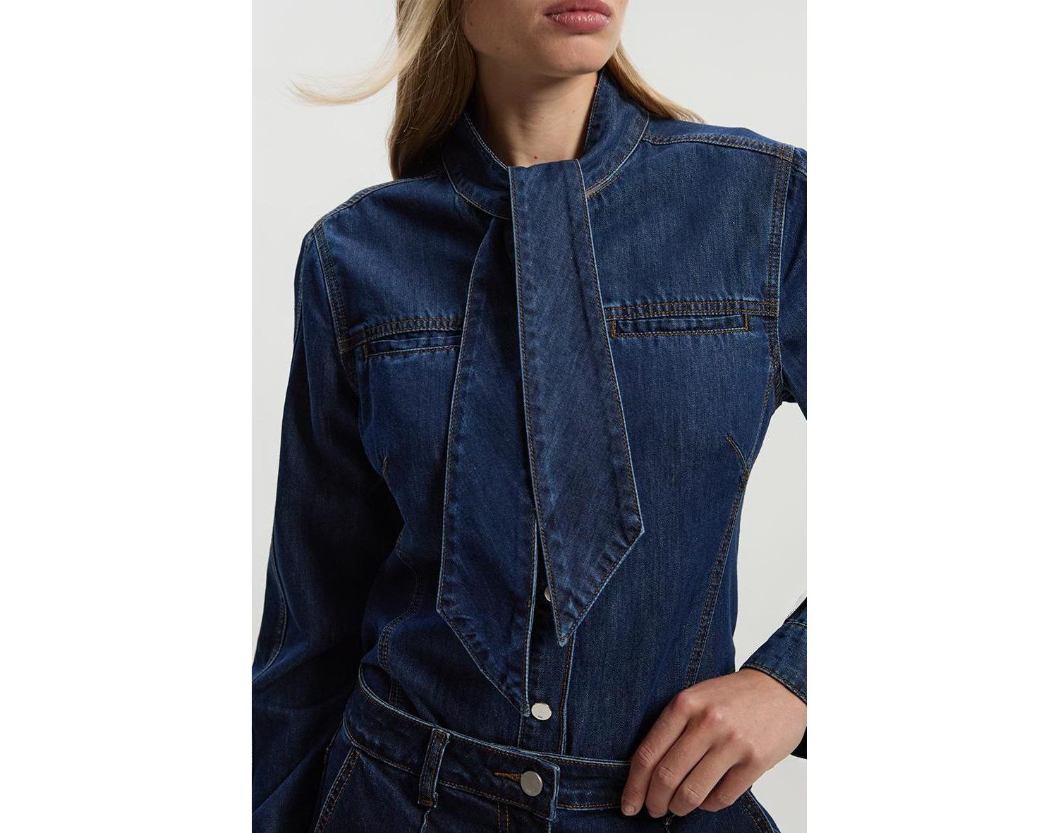 Women's Denim Pussybow Blouse
