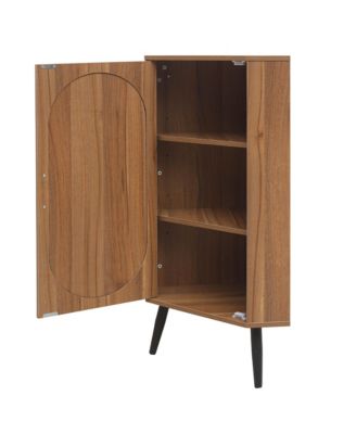 CASAINC 40"H Natural Rattan Door & Adjustable Shelves Freestanding Corner Cabinet
