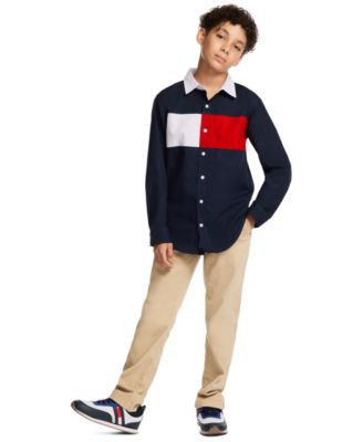 Boys' 2T-7 Chest Flag Point Collar Shirt