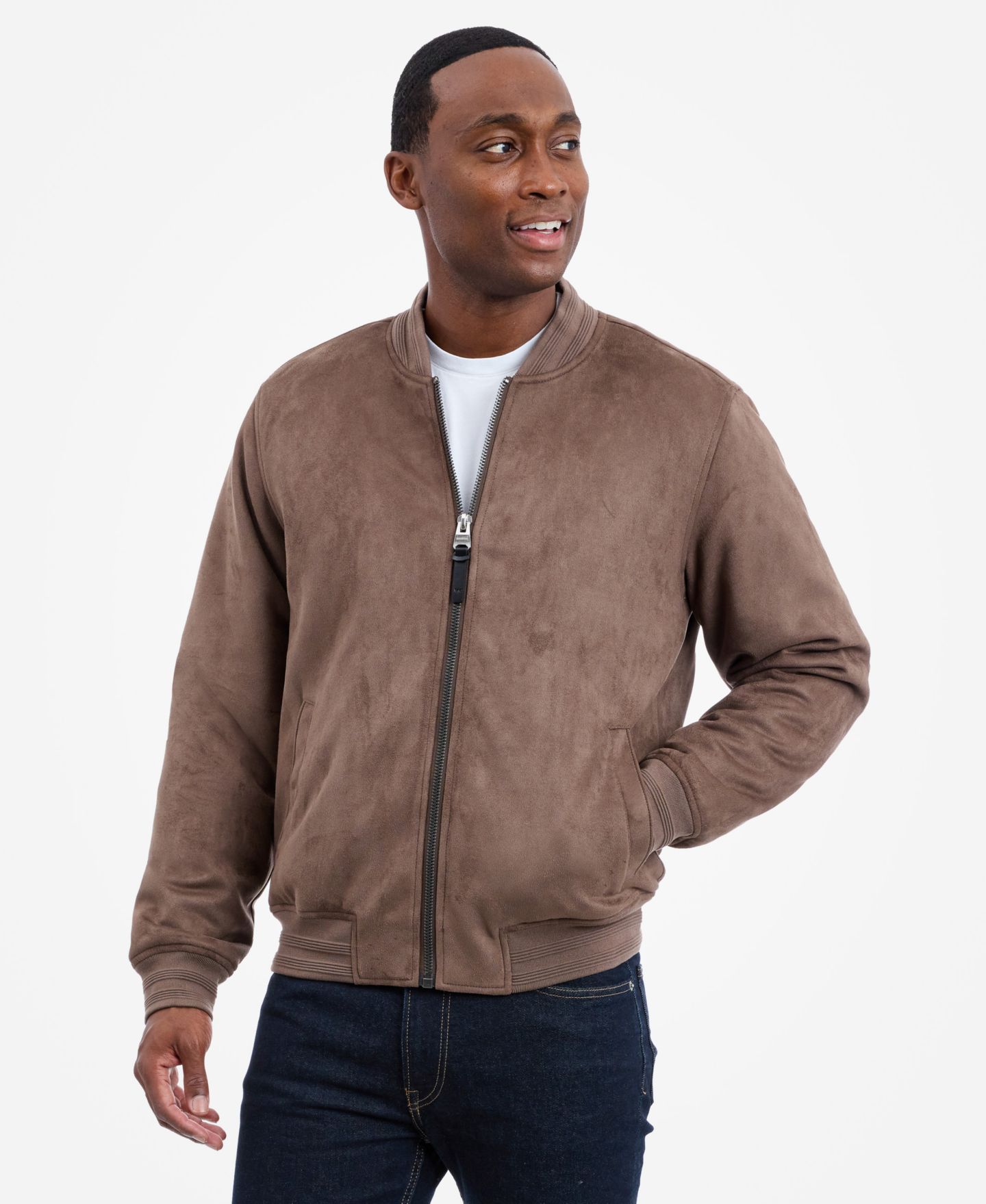 Мужская куртка Michael Kors Faux Suede Bomber, цвет: Cappucino — фото 4