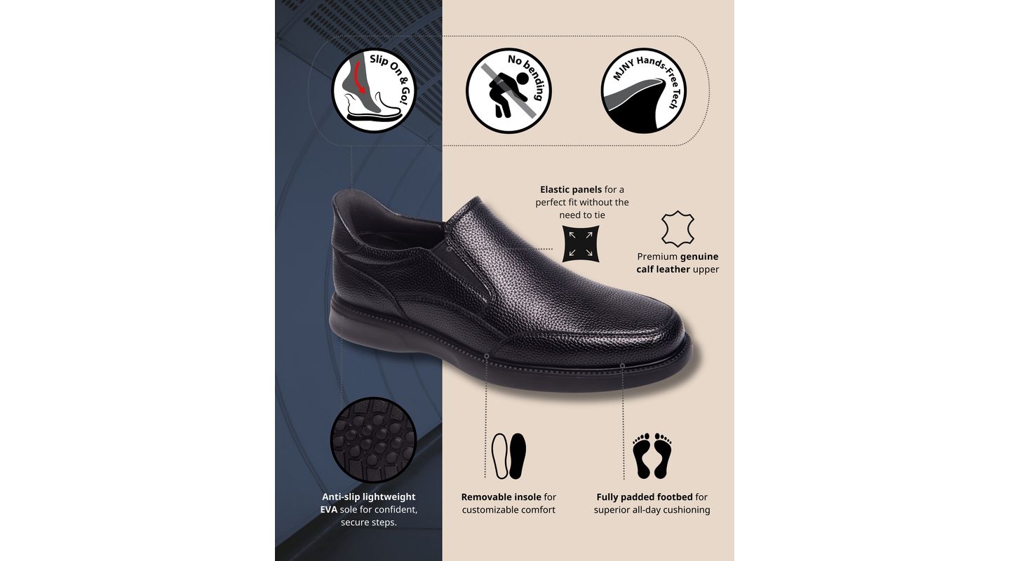 Мужские туфли Marc Joseph New York Chicago Road Hands-Free Slip On Technology, цвет: Чёрный кожаный — фото 2