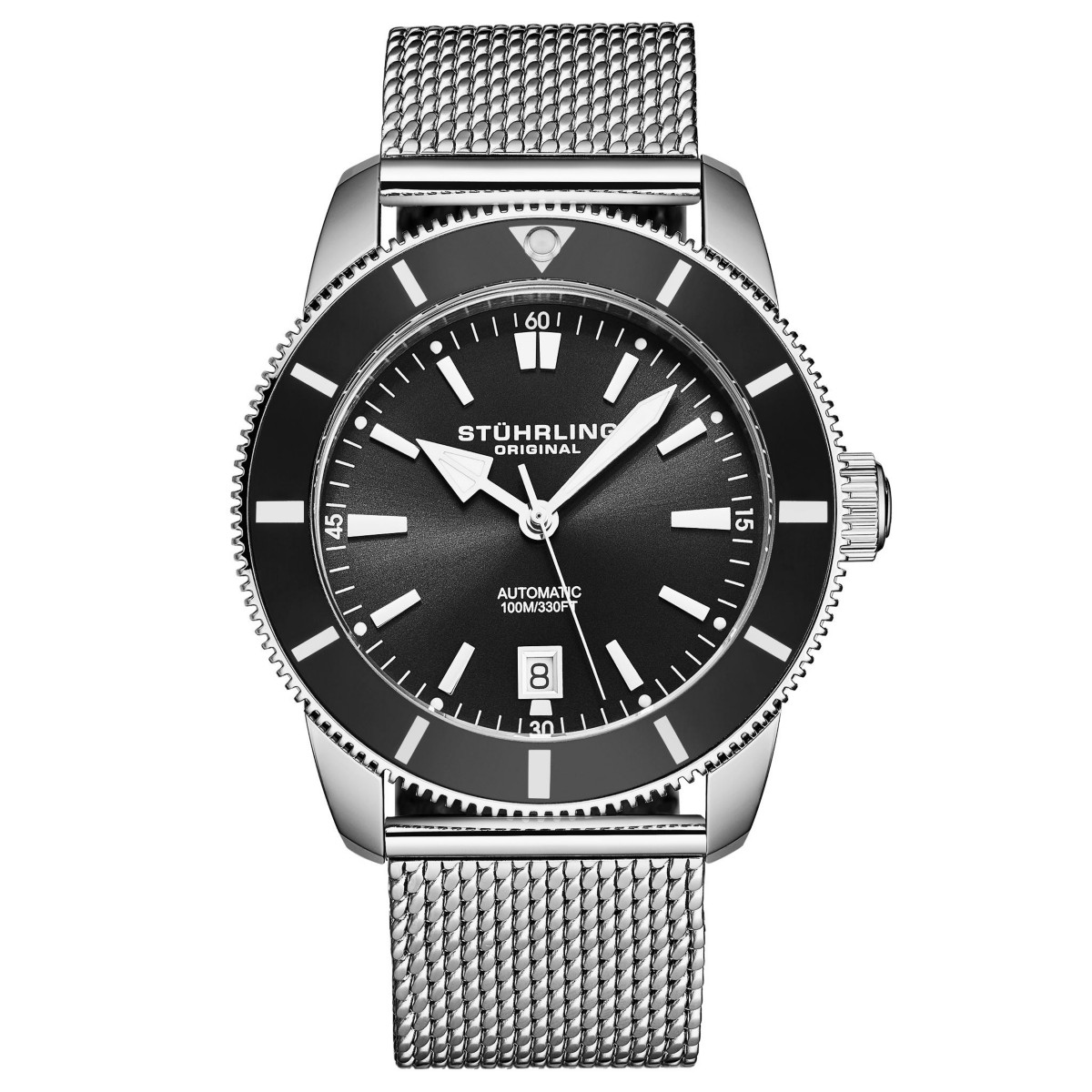 Мужские часы Stuhrling Marinier 4079 Automatic 42мм с сеткой-браслетом — фото 2