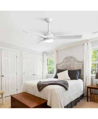 52-inch Modern White Standard 3-Blade Ceiling Fan With Remote and Led Light