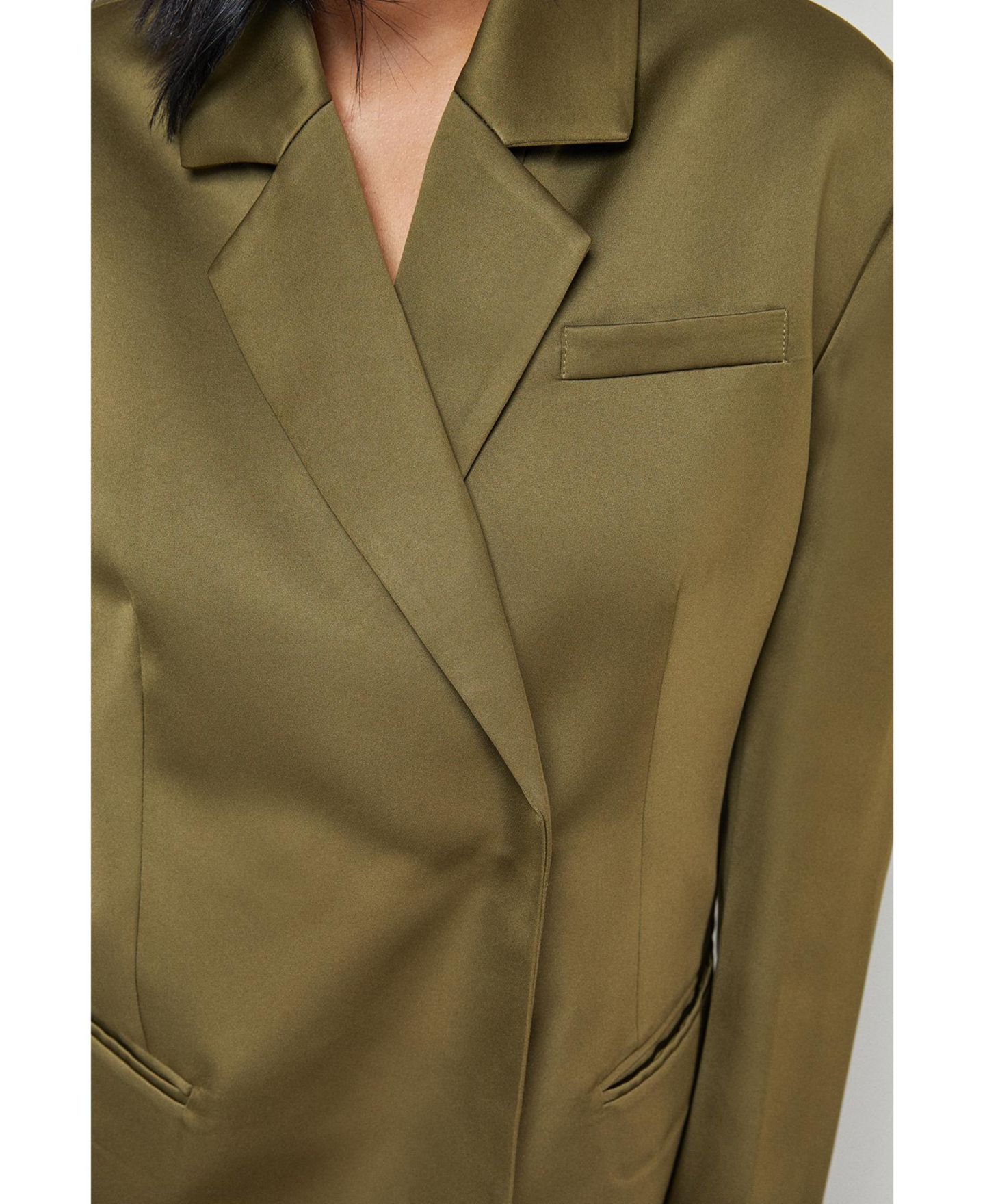 Женский пиджак Warehouse Premium Satin Oversized Blazer, цвет: Оливковый — фото 8