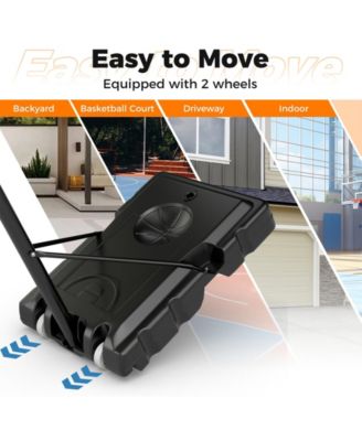 4.4-10 Feet Portable Basketball Hoop Adjustable with 2 Wheels and Fillable Base-Black