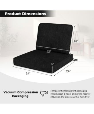 2-Pack Outdoor Patio Cushion Set with Removable Covers-Black