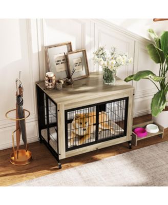 Industrial Dog Kennel with Flip-up Top 3 Lockable Doors and Removable Tray