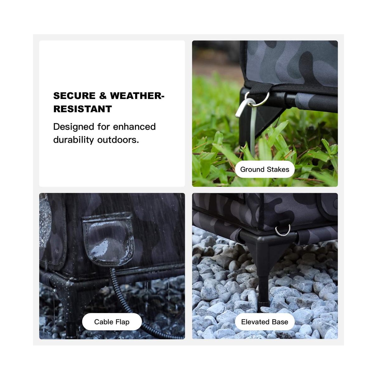 Wagstro RoofHaus Outdoor Heated Cat House in Night Camo