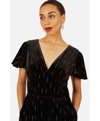 Women's Foil Print Velvet Jumpsuit