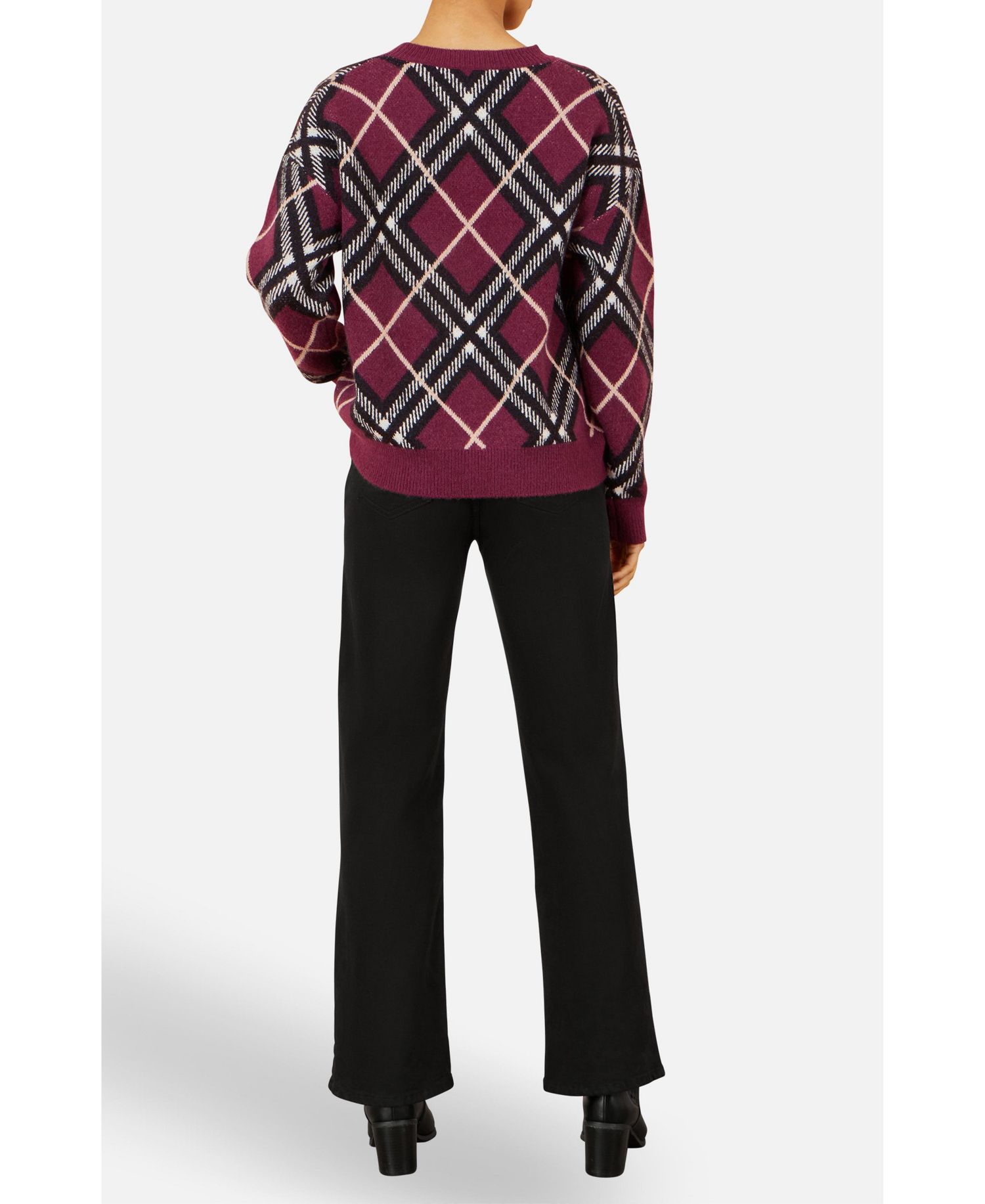 Women's Woomen's Argyle Check Relaxed Sweater