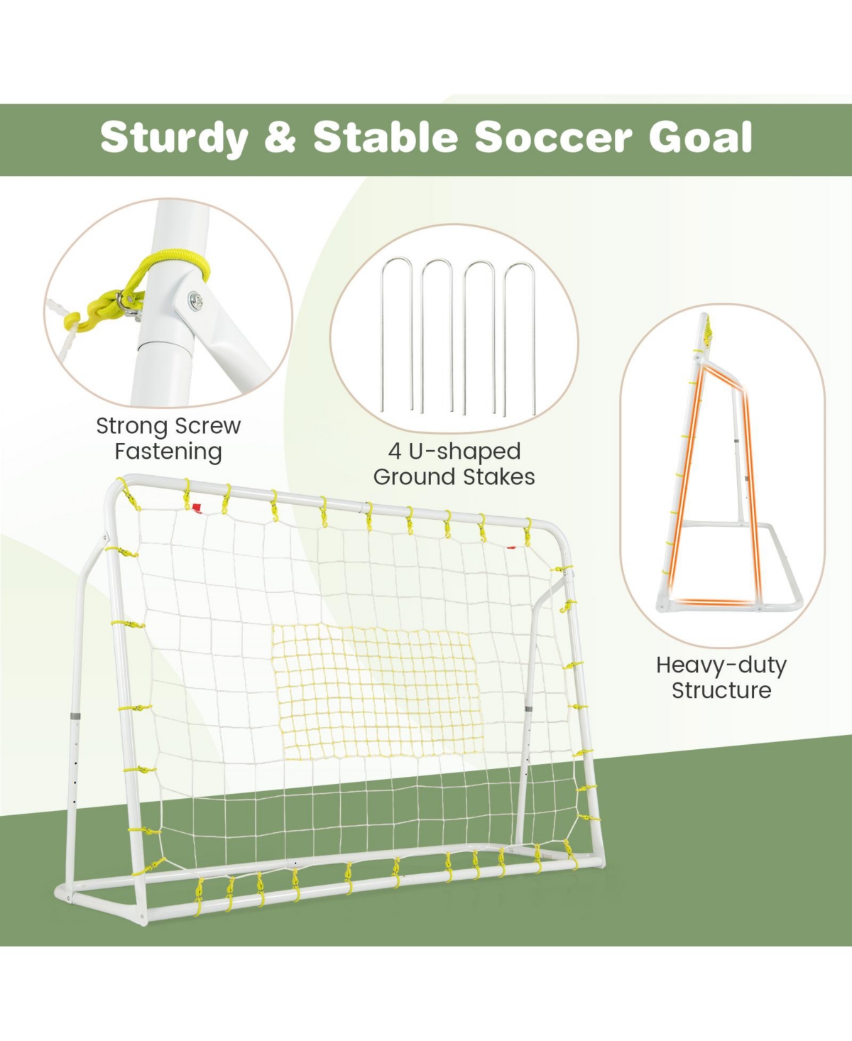 Givimo 2-in-1 Kids Soccer Rebounder and Soccer Goal with Adjustable Height