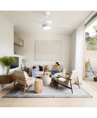 46-inch Modern White 3-blade Ceiling Fan with LED Light with Six-speed Remote Control