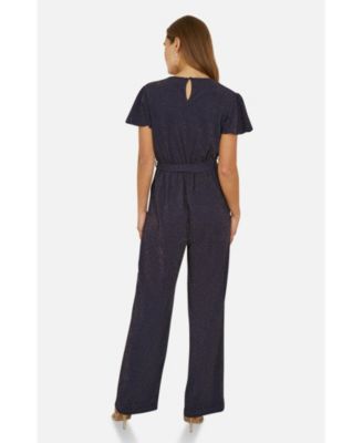 Women's Sparkle Stretch Wrap Over Jumpsuit