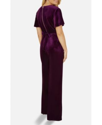 Women's Angel Sleeve Velvet Jumpsuit