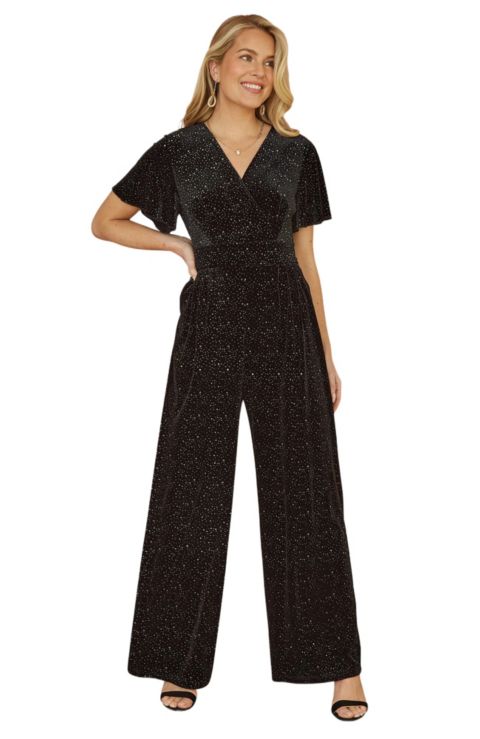 Женский комбинезон Yumi Sparkle Velvet Jumpsuit, цвет: Чёрный