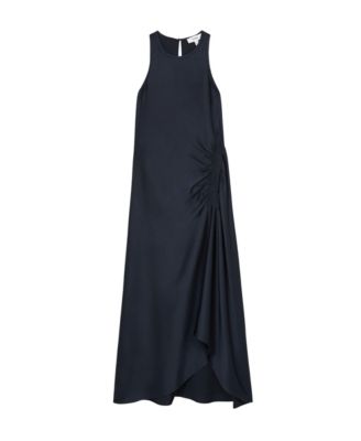 Women's Satin Shirred Midi Dress