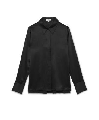 REISS - Women's Silk-Satin Concealed-Placket Shirt