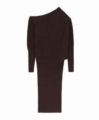REISS - Women's Off-The-Shoulder Ribbed Midi Dress