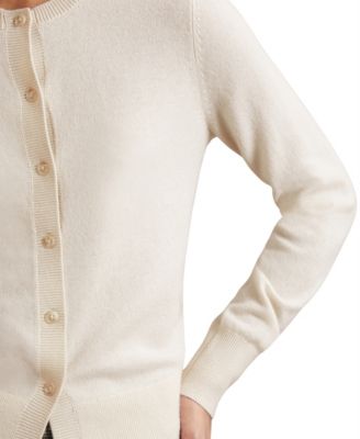 Women's Wool-Blend Crew-Neck with Cashmere Cardigan Sweater