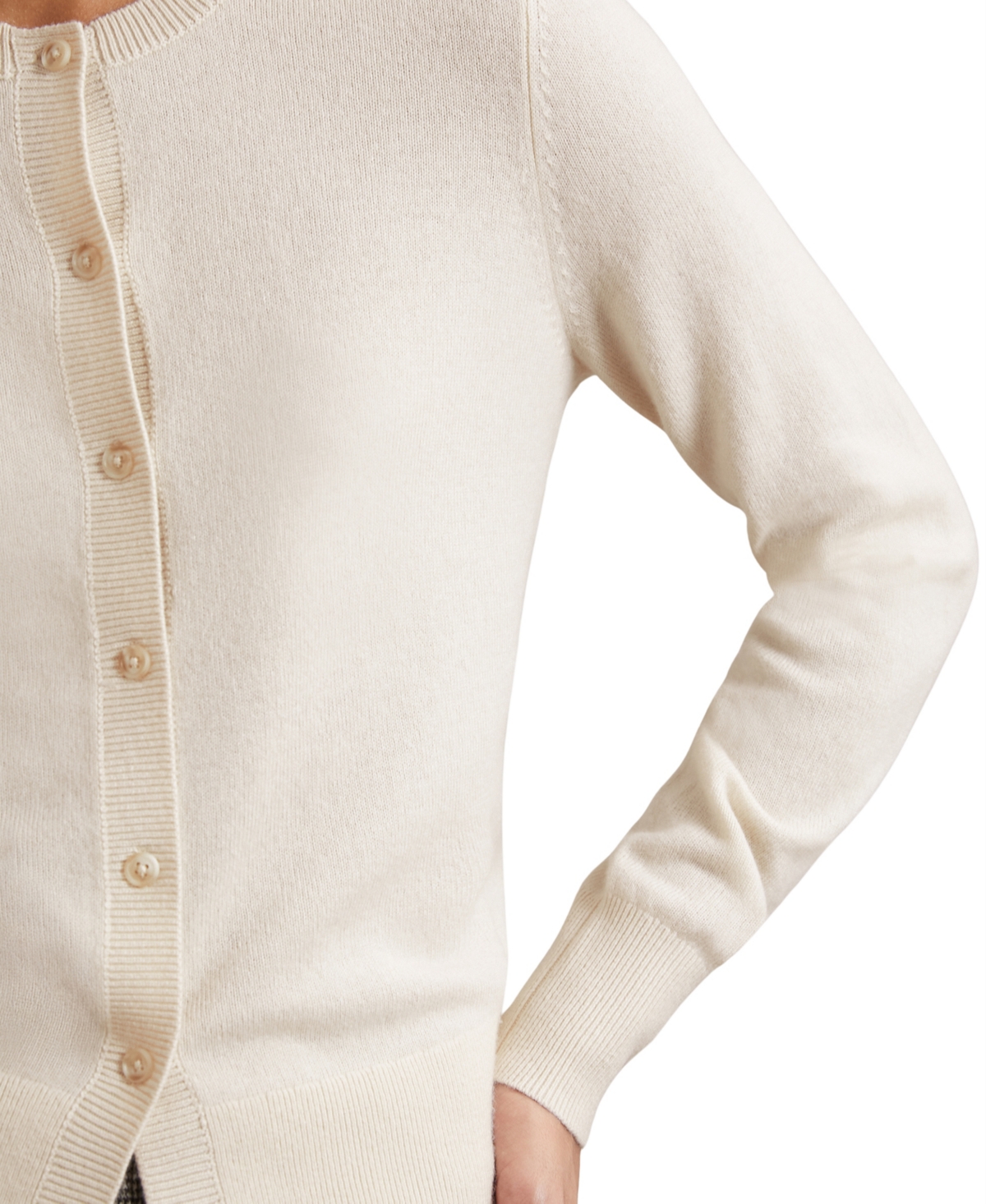 Reiss Women's Wool-Blend Crew-Neck with Cashmere Cardigan Sweater