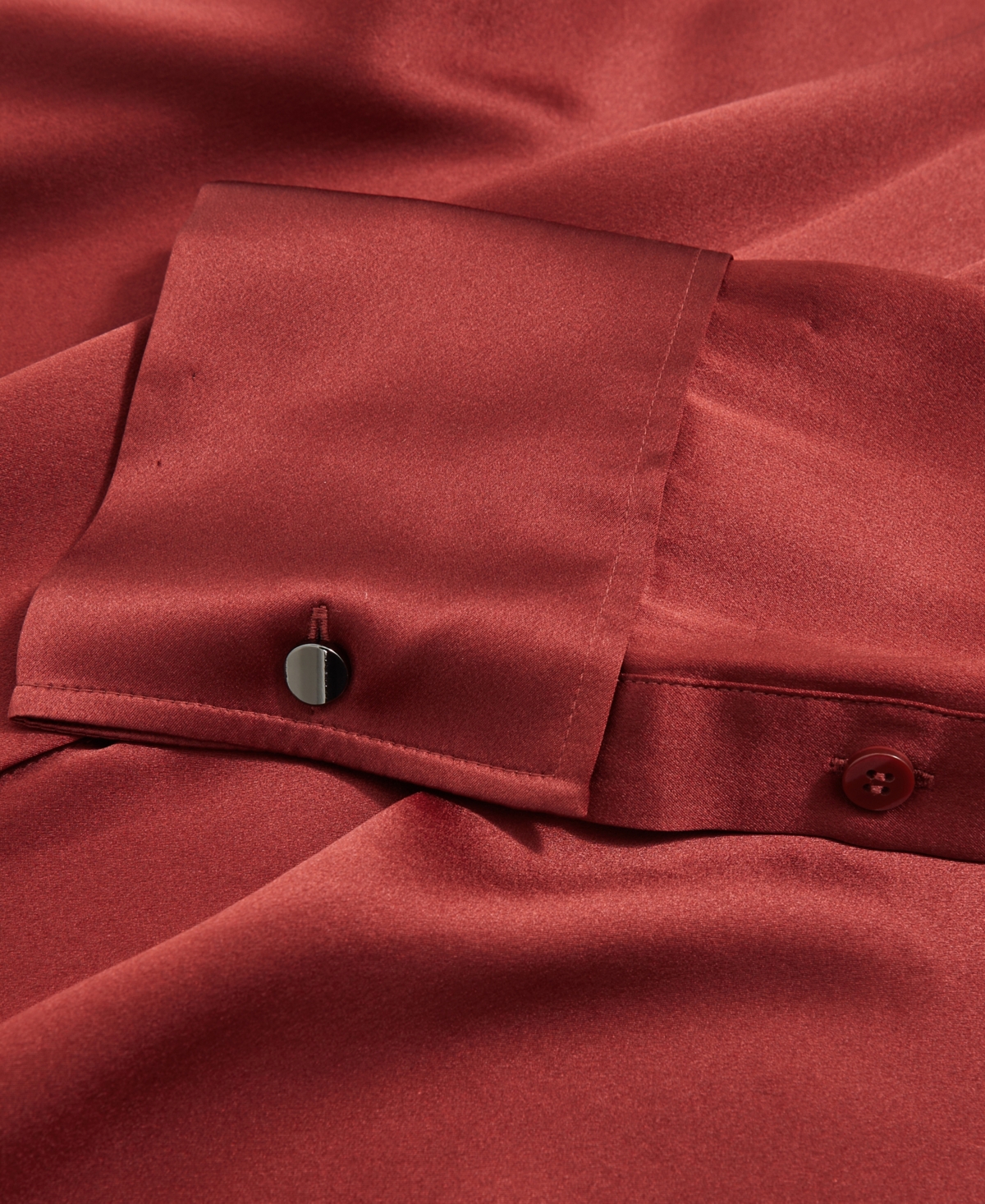 Reiss Dark Red Silk-satin Concealed-placket Shirt In Red